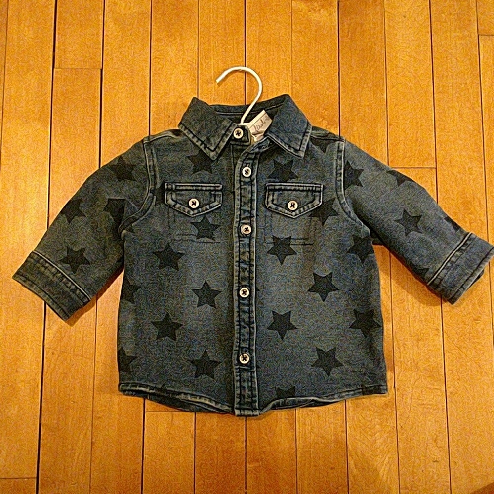 Chambray Star Button Down Shirt/Jacket